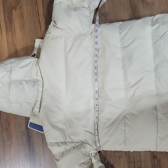 LANDS' END Ivory Blue Reversible Nylon & Down Puffer Coat with Detachable Hood - Picture 12 of 15